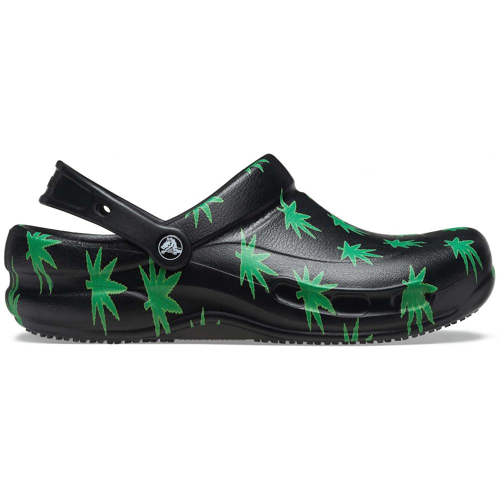 Black / Green Men's Crocs Bistro Graphic Clog Shoes | NZ 0651QMAZ